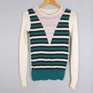 Coincidence & Chance Sweater Womens XS Lightweight Striped Cream Pullover